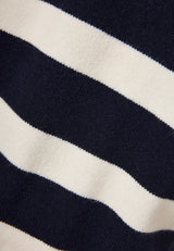 Pulover tricotat cu dungi și guler pentru bărbați