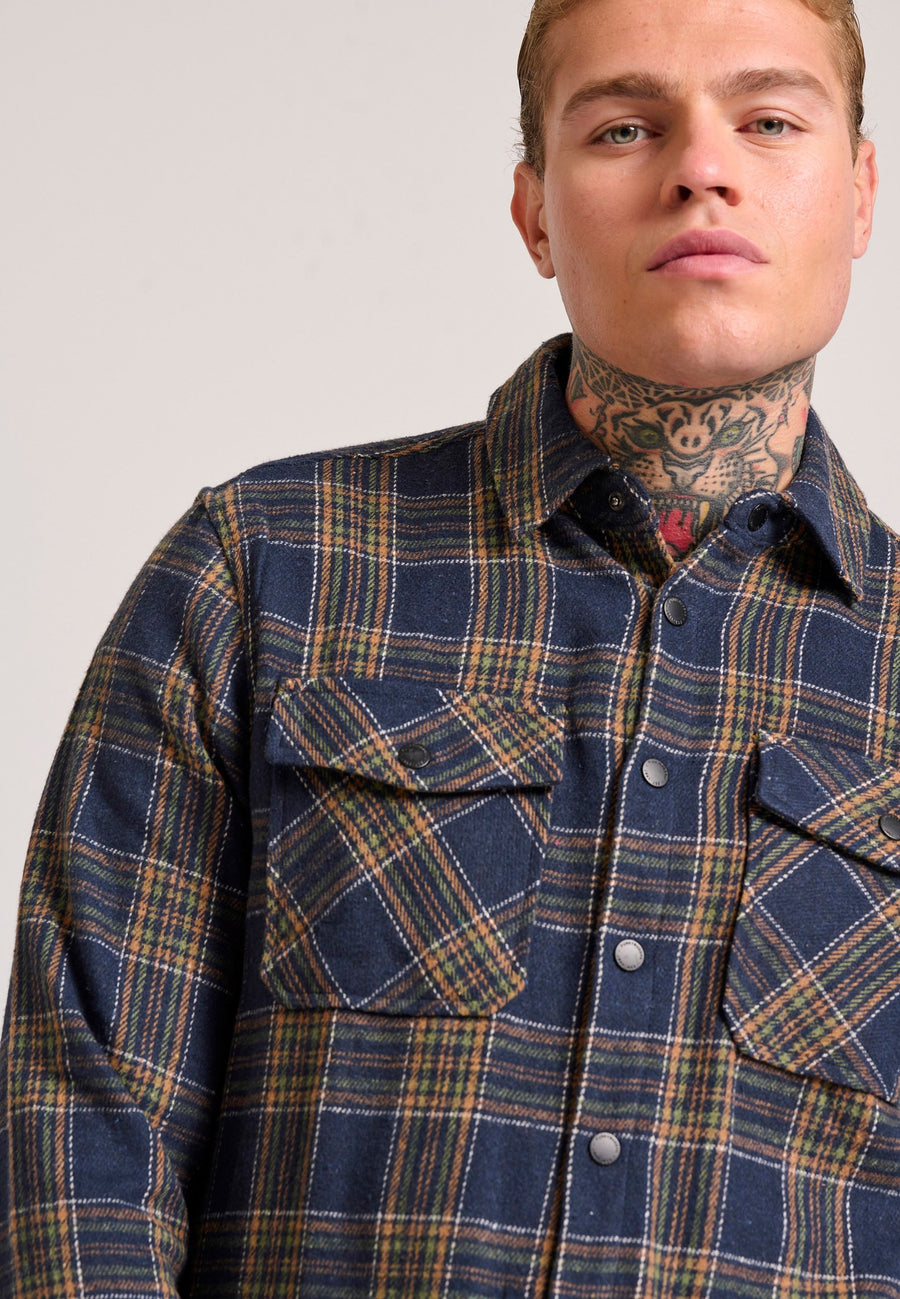 Cămașă overshirt din flanel cu carouri și buzunare