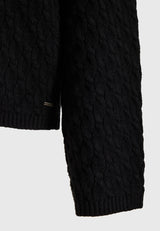 Pulover tricotat în relief cu eșarfă