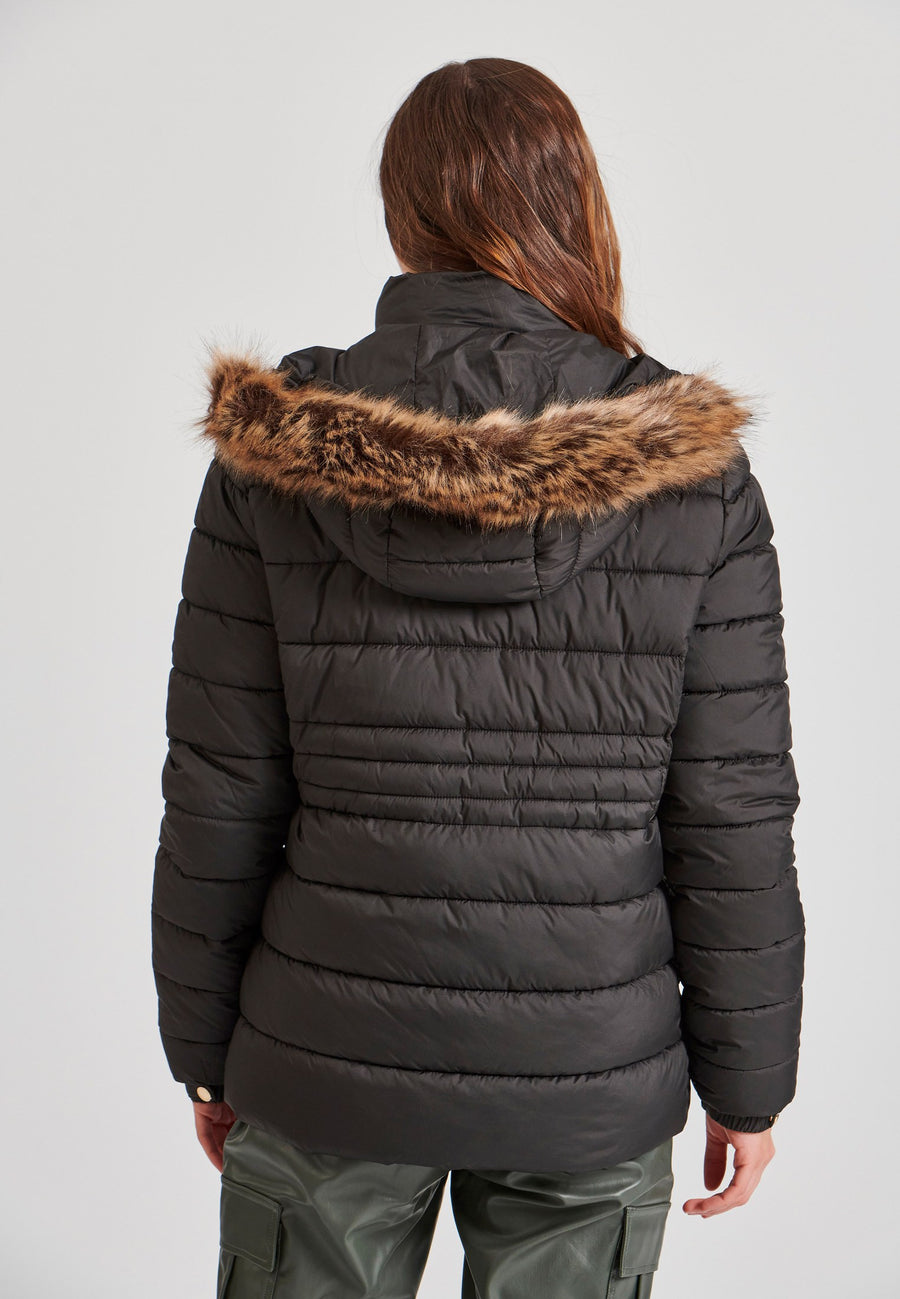 Jachetă matlasată cu blană detașabilă