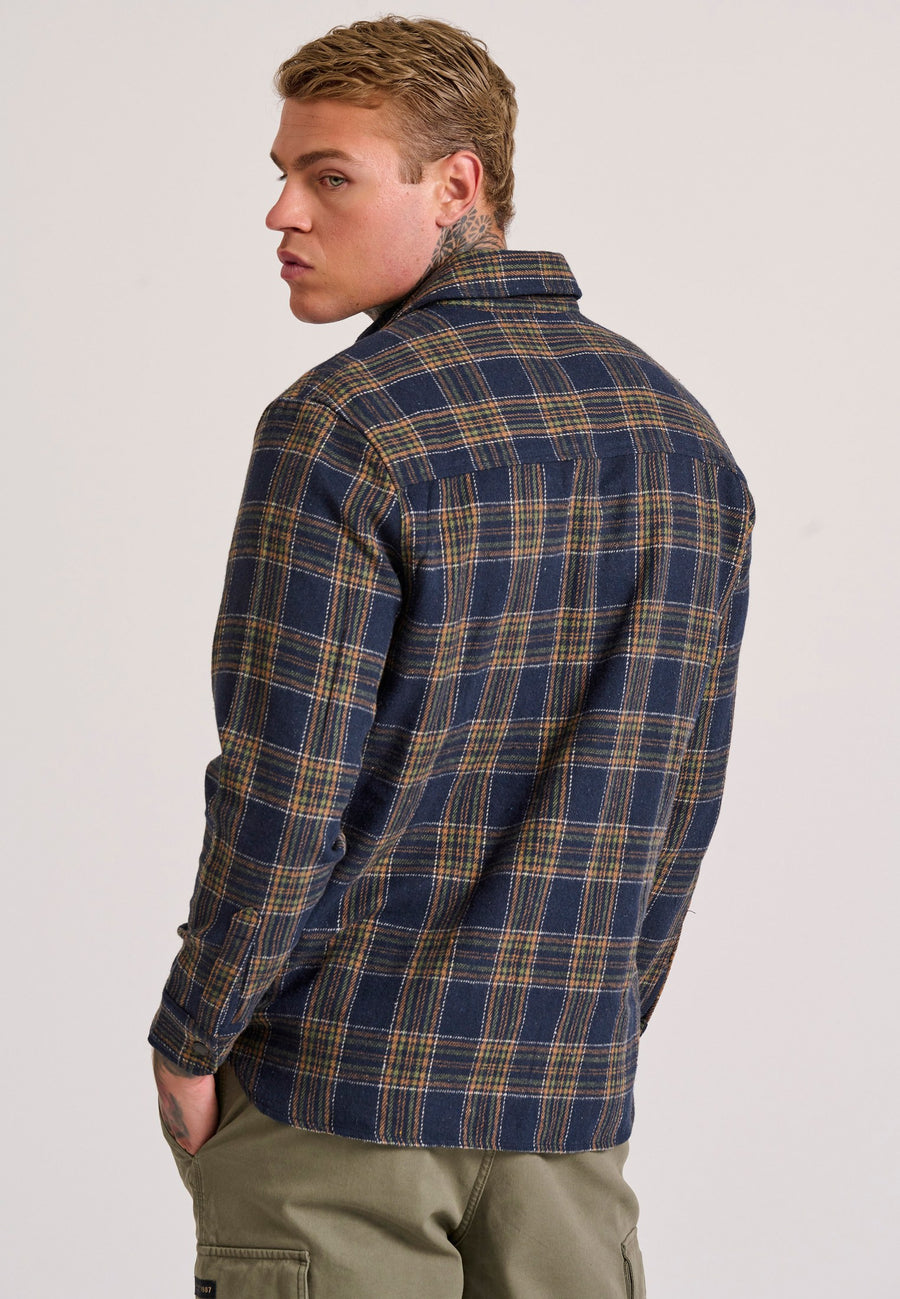 Cămașă overshirt din flanel cu carouri și buzunare