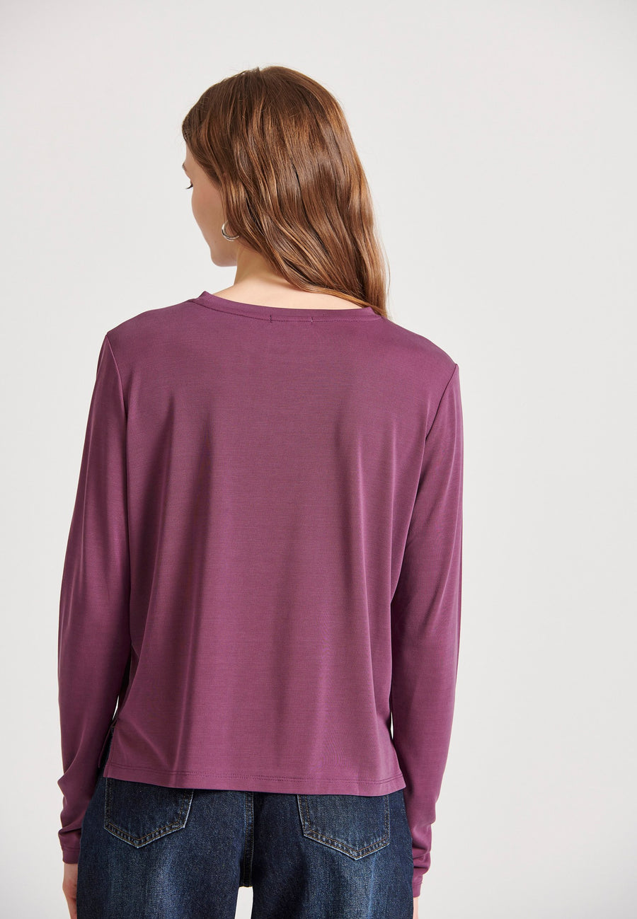 Tricou cu guler rotund și mânecă lungă