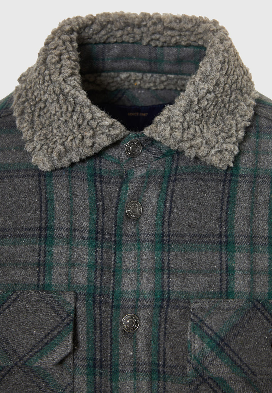 Jachetă casual bărbătească cu guler și model în carouri