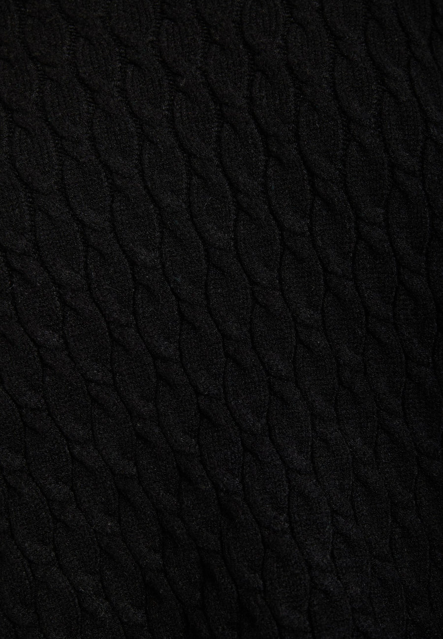 Pulover tricotat în relief cu eșarfă