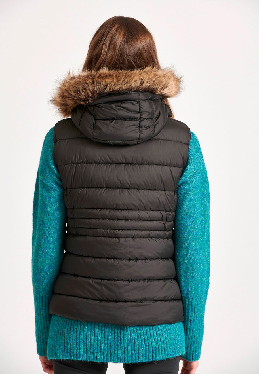 Jachetă matlasată tip puffer cu blană detașabilă