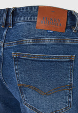 Blugi slim fit cu croială conică