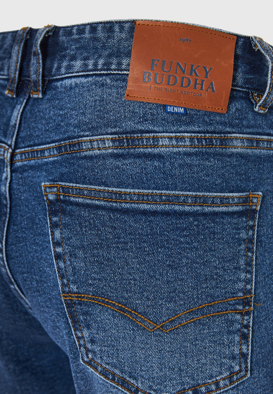 Blugi slim fit cu croială conică