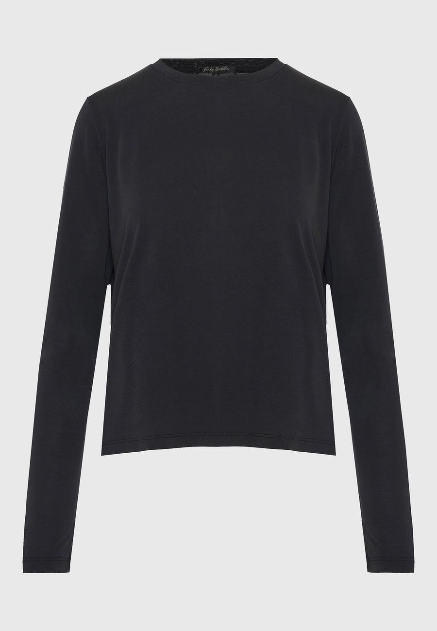 Tricou cu guler rotund și mânecă lungă