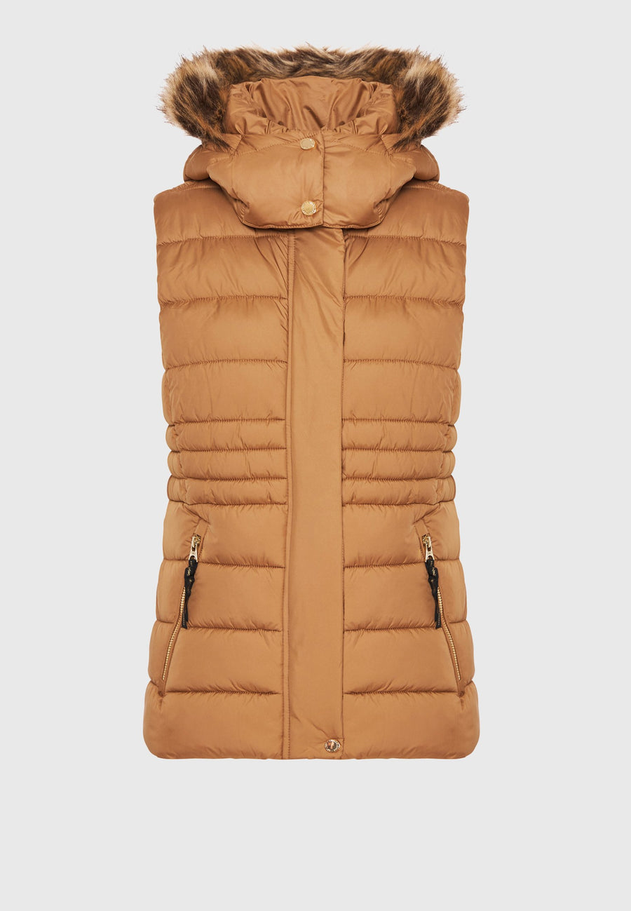 Jachetă matlasată tip puffer cu blană detașabilă