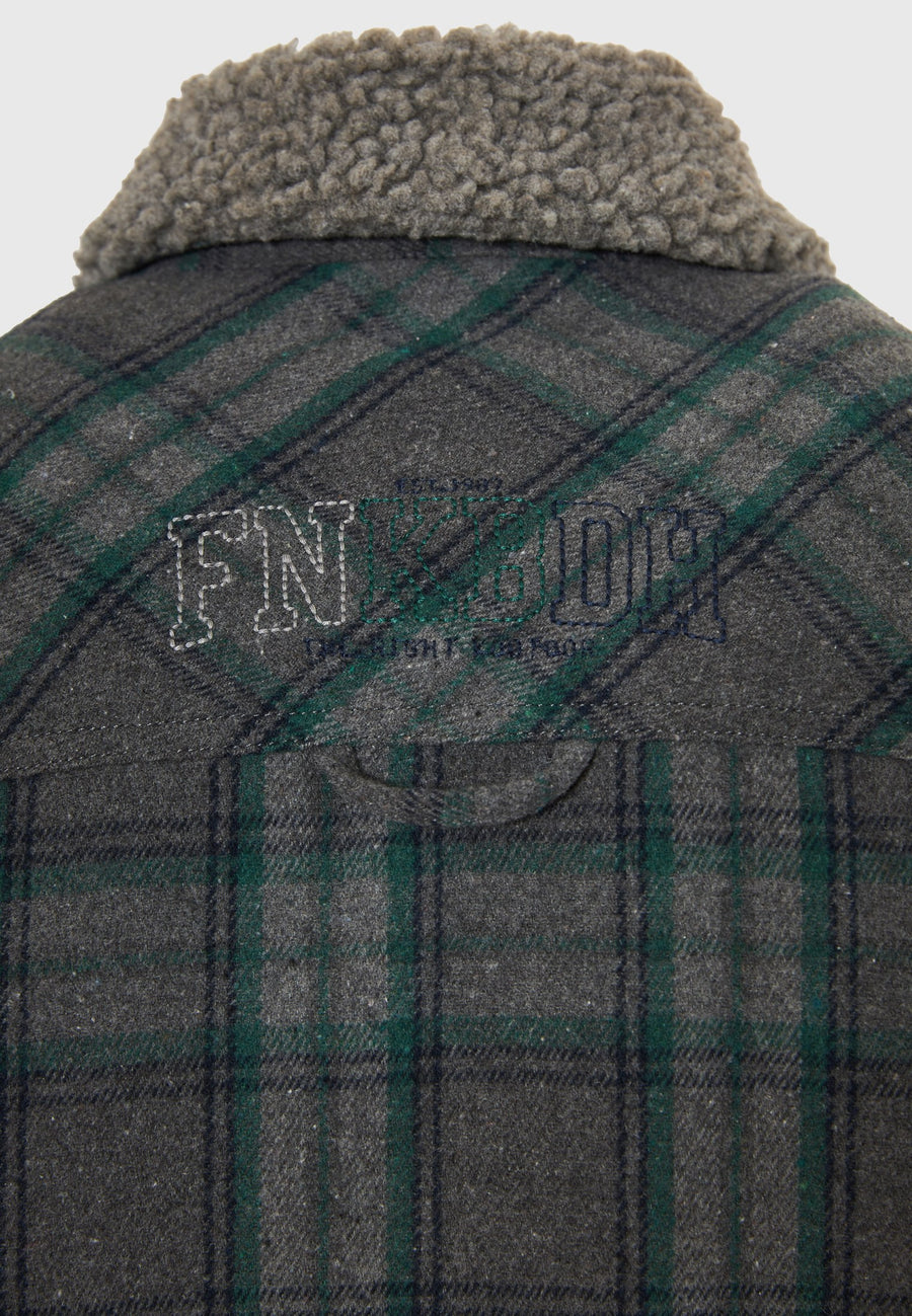 Jachetă casual bărbătească cu guler și model în carouri