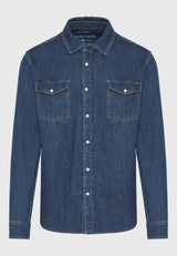 Cămașă bărbătească din denim cu buzunare la piept