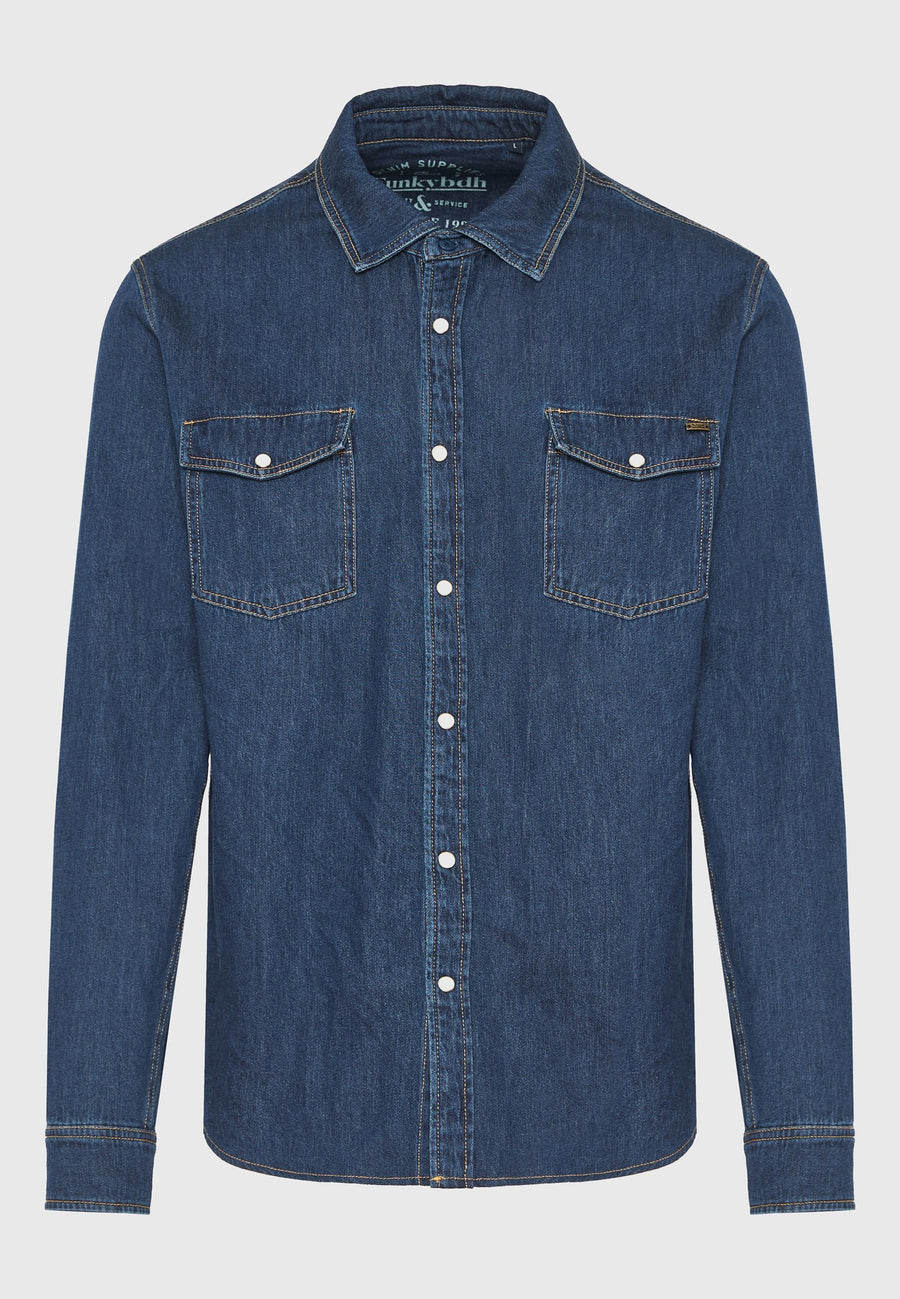 Cămașă bărbătească din denim cu buzunare la piept