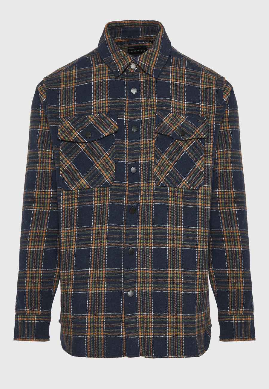 Cămașă overshirt din flanel cu carouri și buzunare