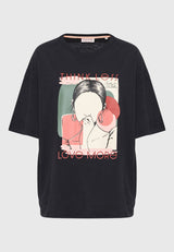 Tricou lejer cu imprimeu cu rame pe piept