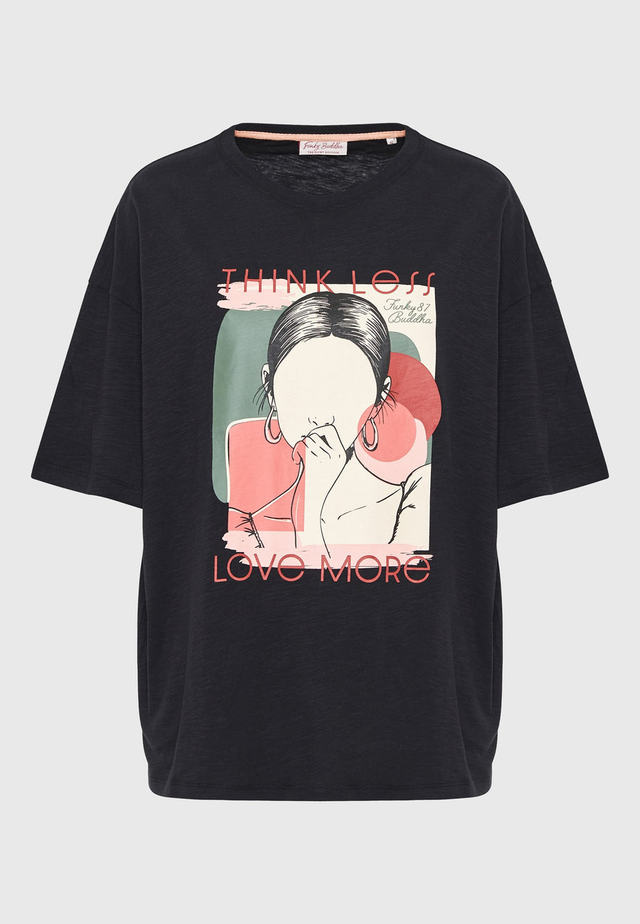 Tricou lejer cu imprimeu cu rame pe piept