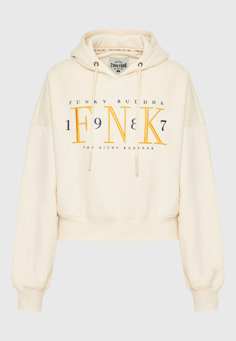 Hanorac cu croială lejeră, cu broderie pe piept