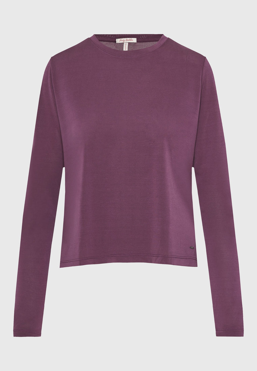 Tricou cu guler rotund și mânecă lungă