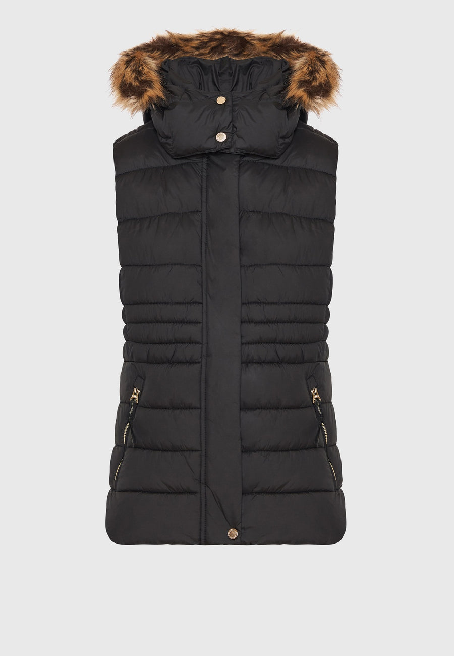 Jachetă matlasată tip puffer cu blană detașabilă