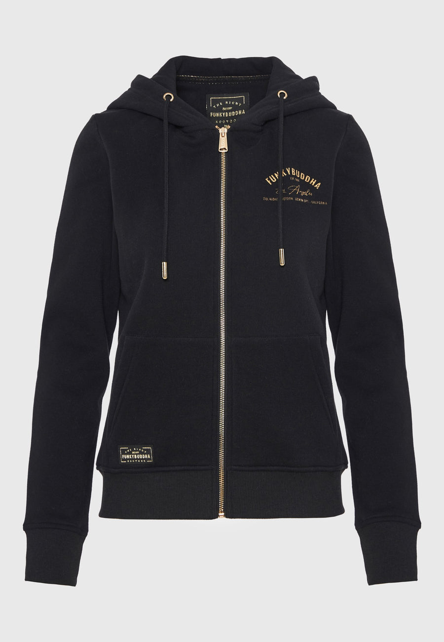 Hanorac cu fermoar și imprimeu pe piept