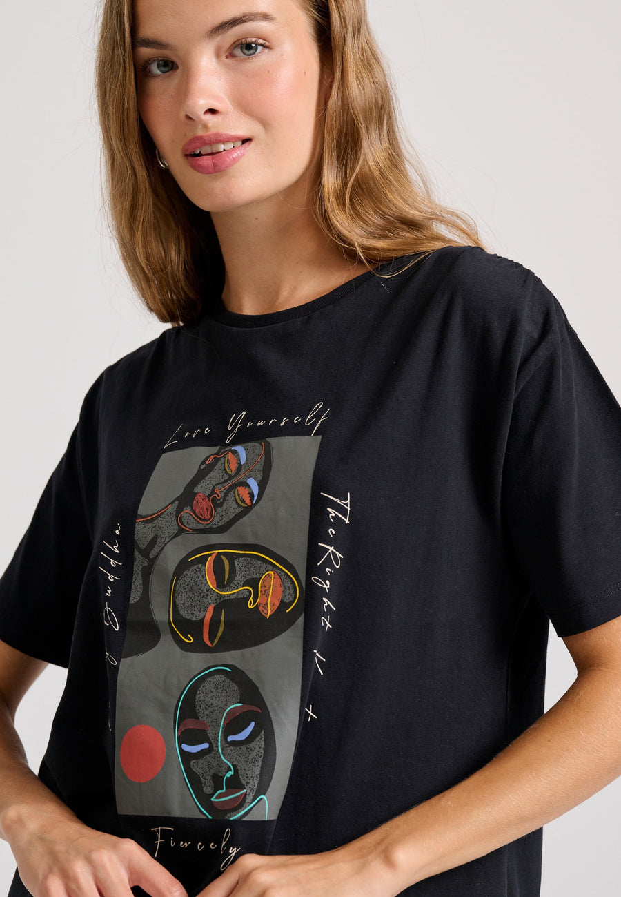 Tricou cu imprimeu boho cu ramă