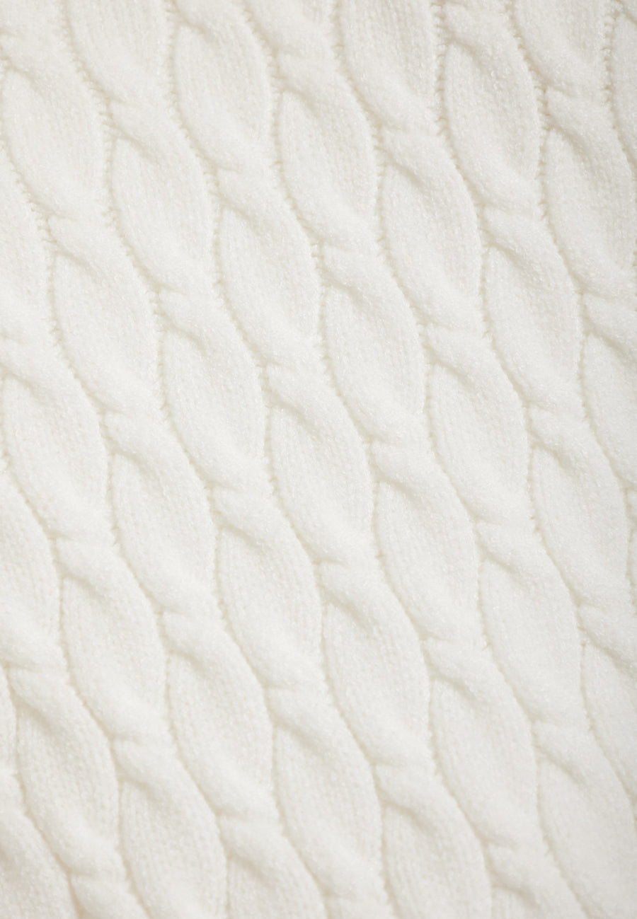 Pulover tricotat în relief cu eșarfă