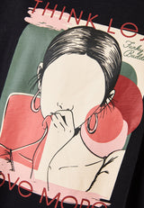 Tricou lejer cu imprimeu cu rame pe piept