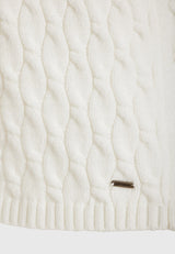 Pulover tricotat în relief cu eșarfă