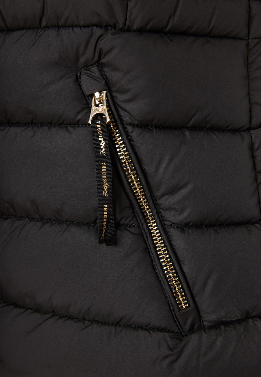 Jachetă matlasată tip puffer cu blană detașabilă