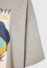 Tricou lejer cu imprimeu cu rame pe piept