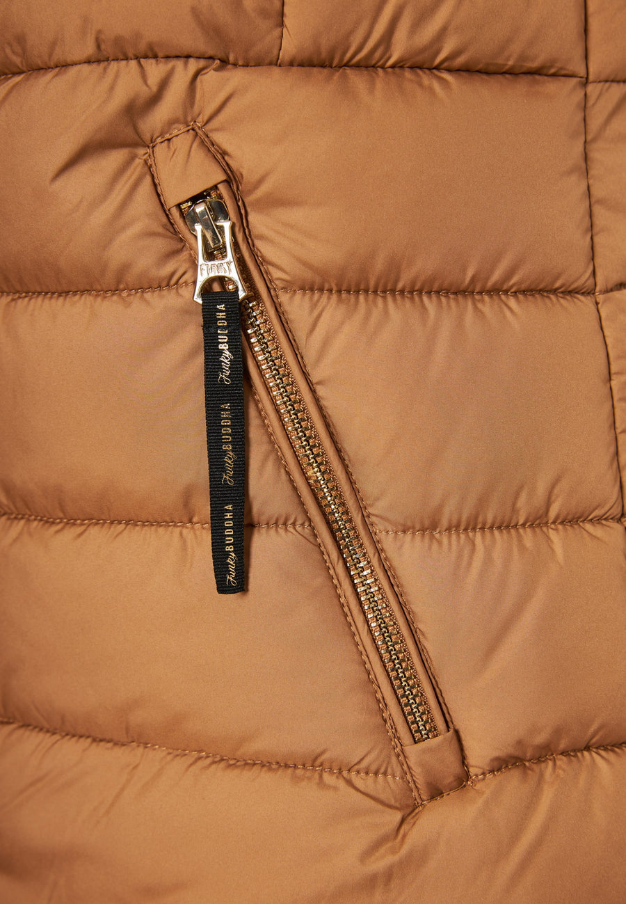 Jachetă matlasată tip puffer cu blană detașabilă