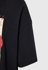 Tricou lejer cu imprimeu cu rame pe piept