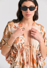 Women's floral printed kimono - Paprika