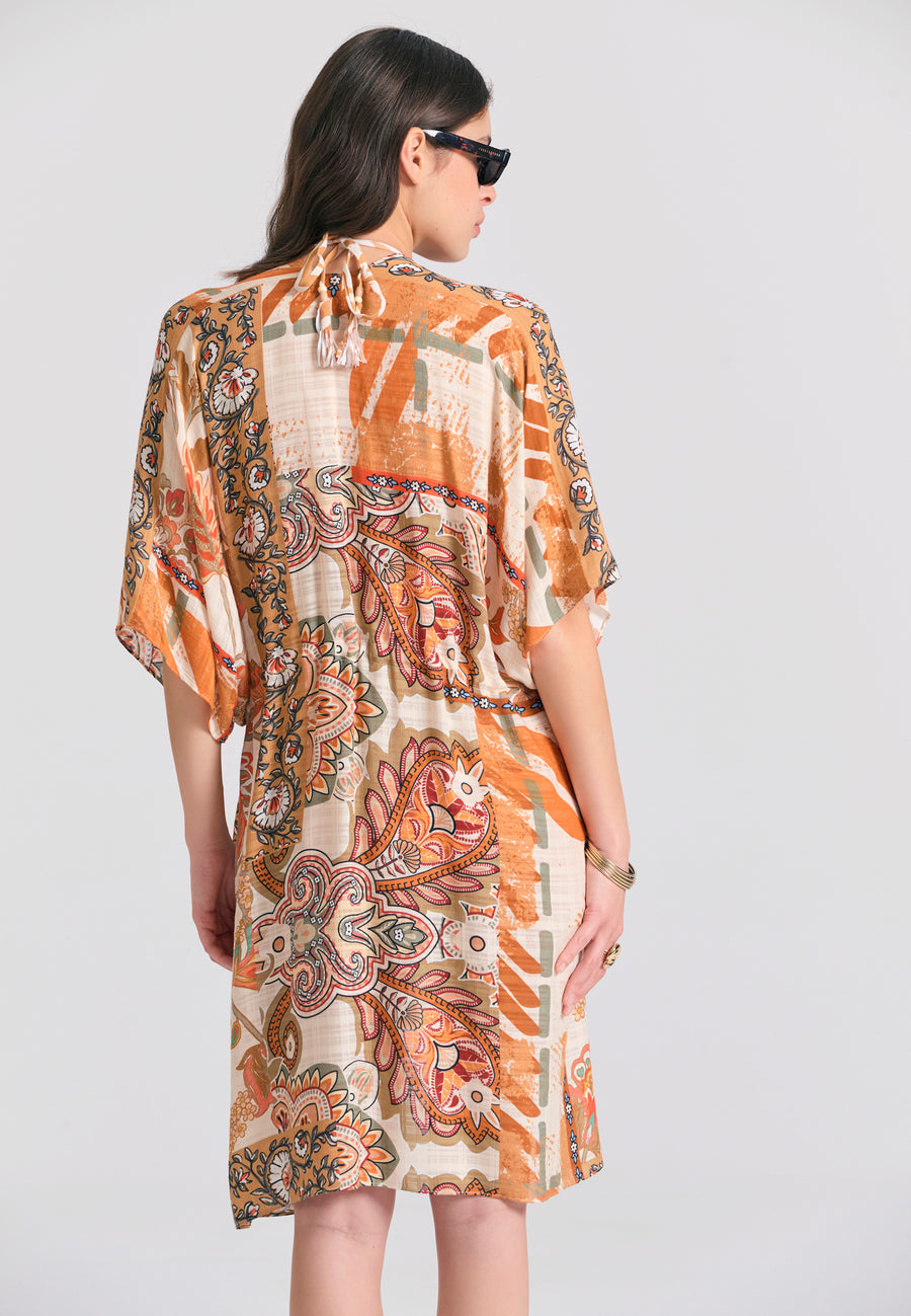 Kimono pentru femei cu imprimeu floral - Paprika