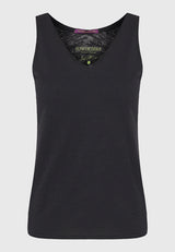 Women's tank top with raw cuts hem - Black