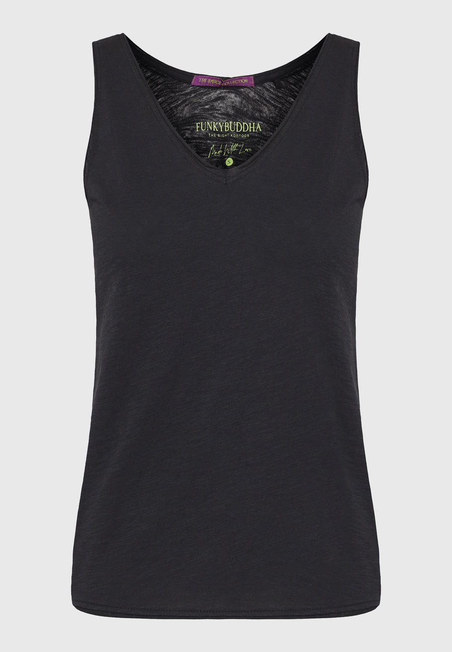 Women's tank top with raw cuts hem - Black
