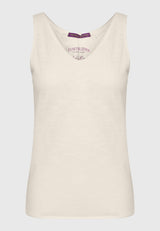 Women's tank top with raw cuts hem - Chalk