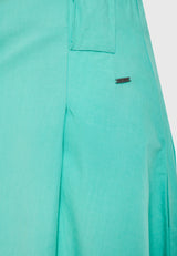 Relaxed fit midi skirt with pleats - Caribbean green
