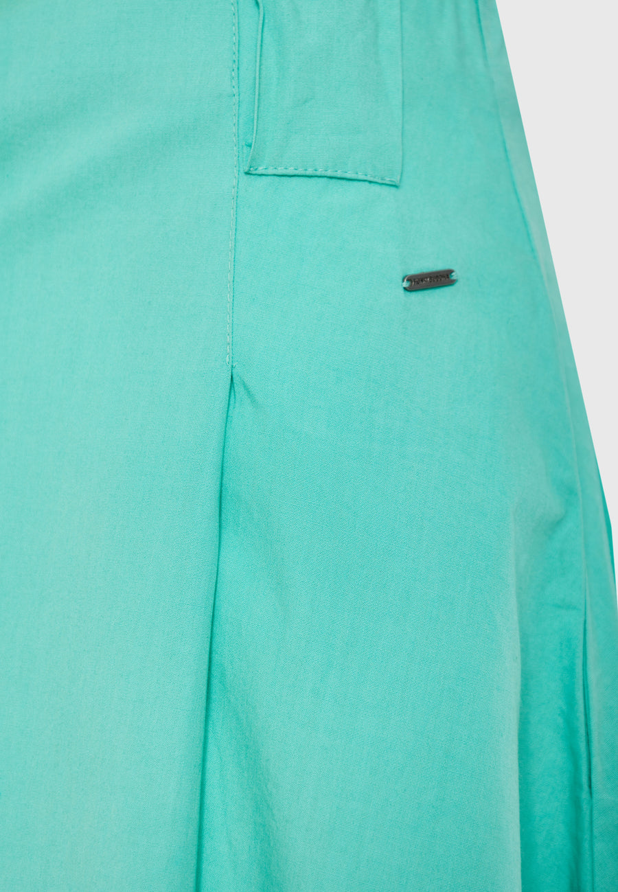 Relaxed fit midi skirt with pleats - Caribbean green