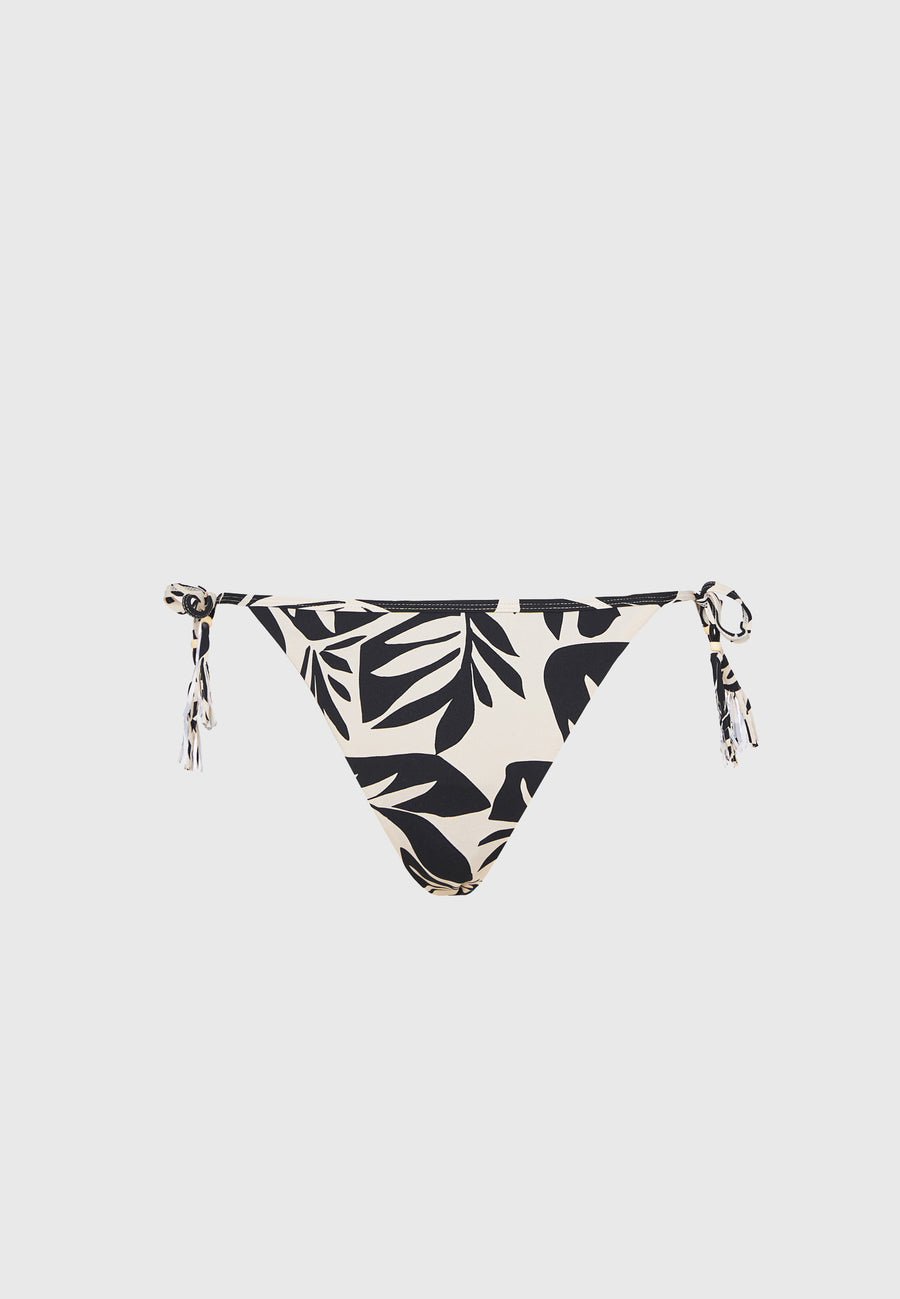 Slip de bikini cu imprimeu integral și legături laterale - Negru