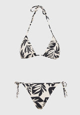Slip de bikini cu imprimeu integral și legături laterale - Negru