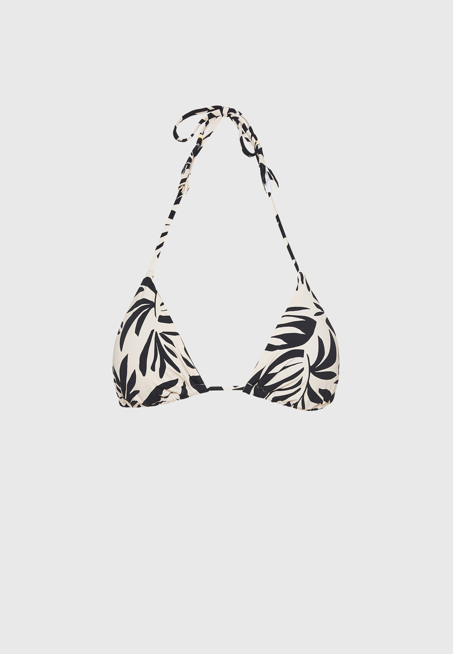 Halter neck all over printed bikini top - Black