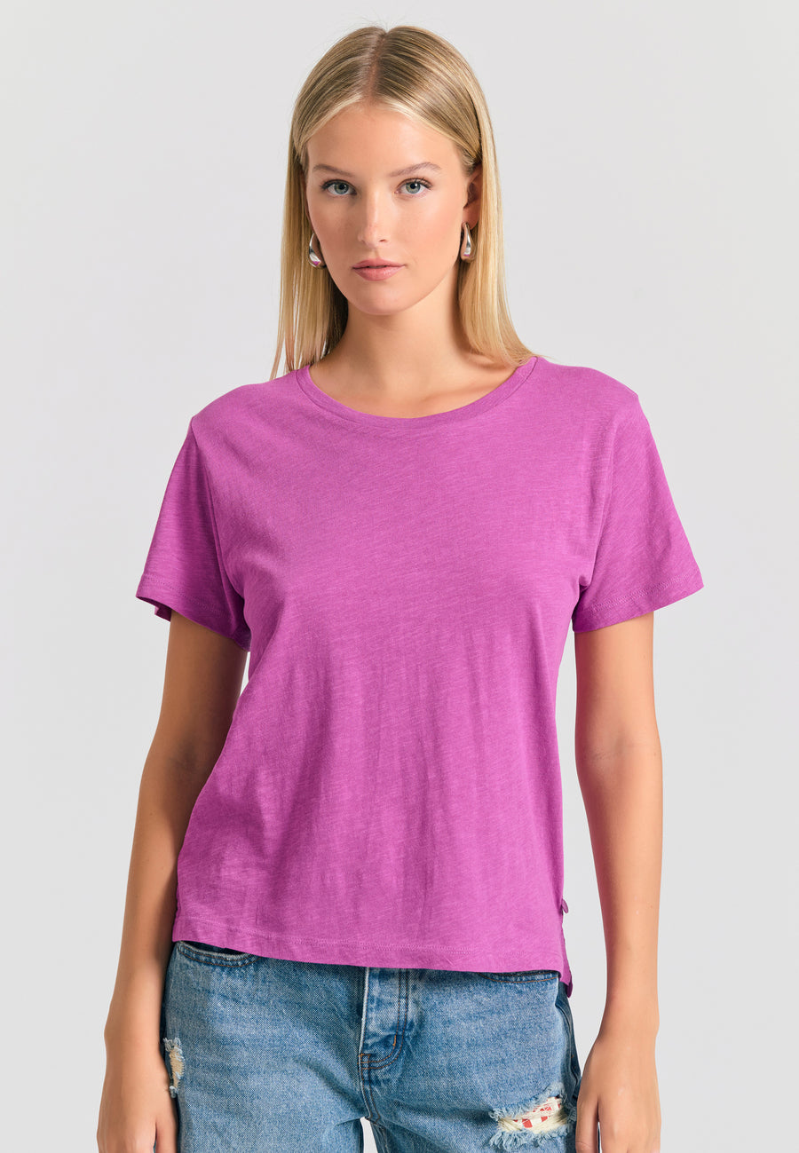 Crew neck women's plain t-shirt - The essentials - Orchid