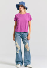 Crew neck women's plain t-shirt - The essentials - Orchid