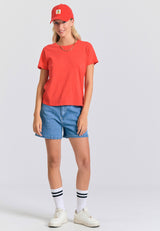 Crew neck women's plain t-shirt - The essentials - Tomato