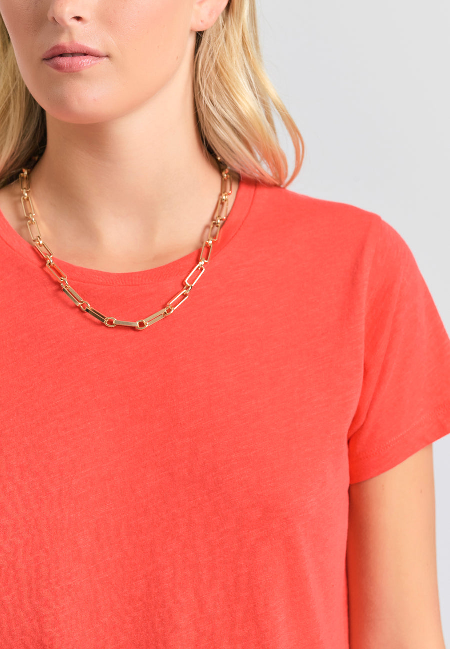 Crew neck women's plain t-shirt - The essentials - Tomato