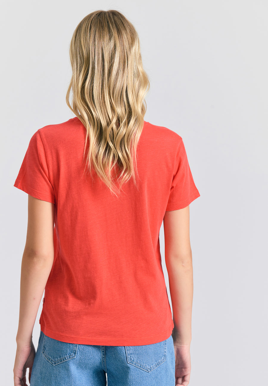 Crew neck women's plain t-shirt - The essentials - Tomato