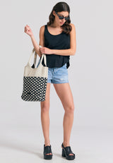 Women's tank top with longer back - Black