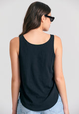 Women's tank top with longer back - Black