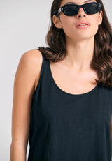 Women's tank top with longer back - Black