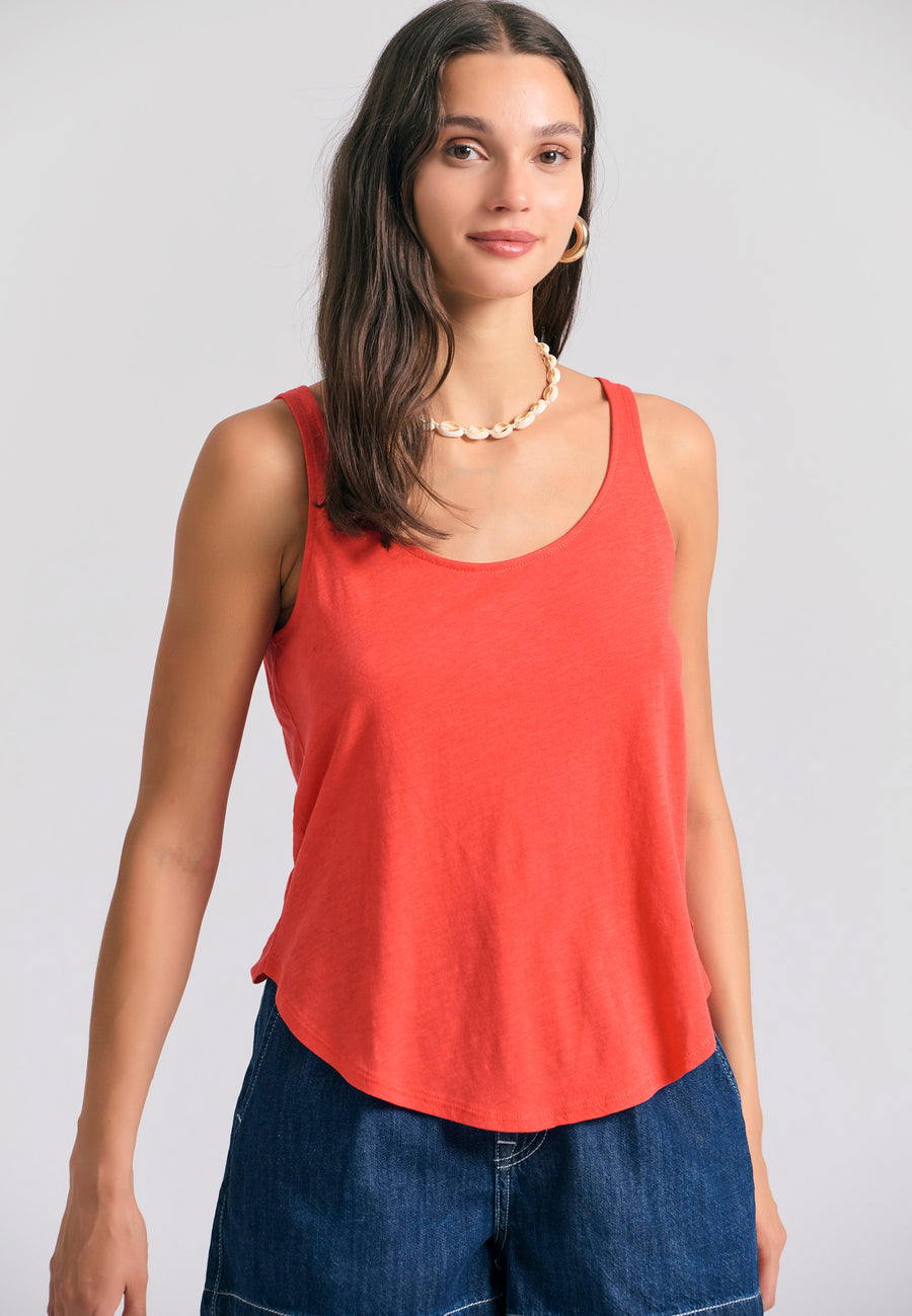 Women's tank top with longer back - Tomato